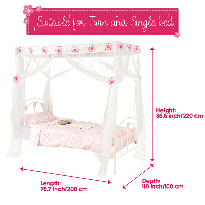 Bed Canopy 4 Poster Style for Single Bed